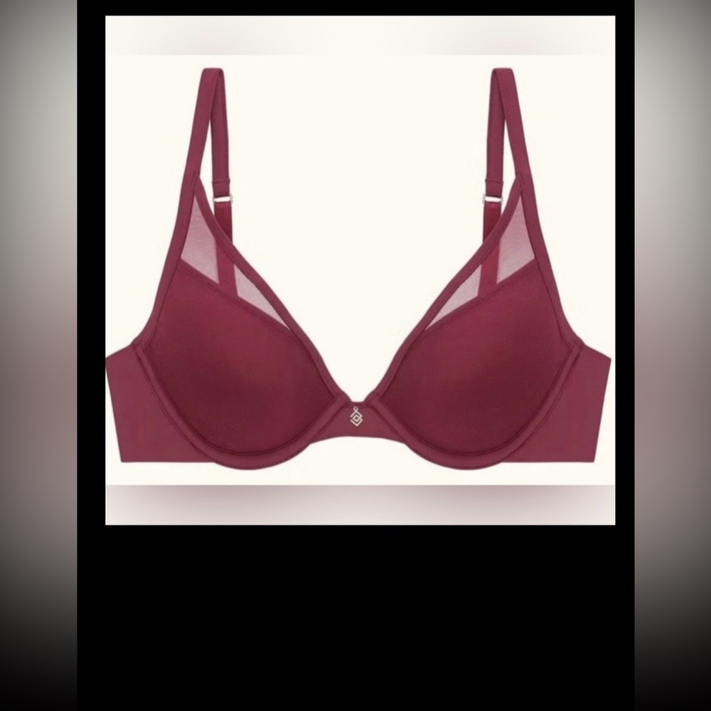 ThirdLove 24/7 Bra Wired Cups Classic Plunging Uplift in Burgundy Size 34H NWT